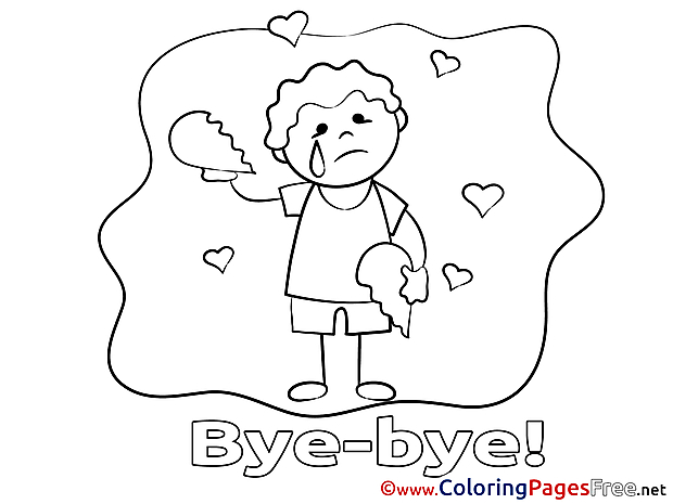 Boy Good bye Colouring Sheet free