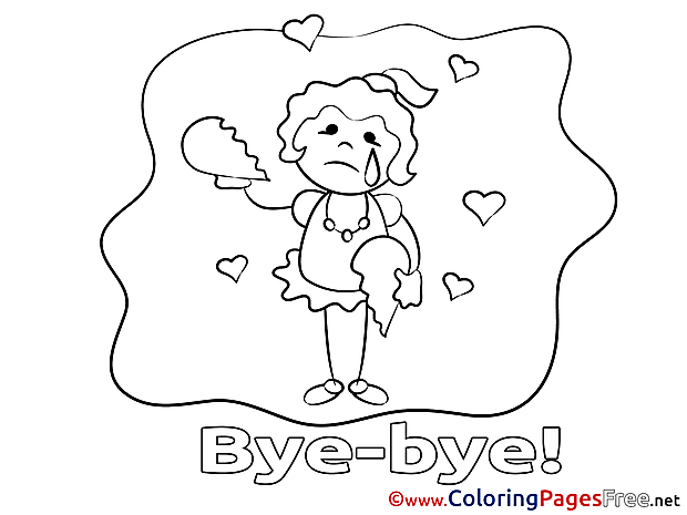 Girl free Good bye Coloring Sheets