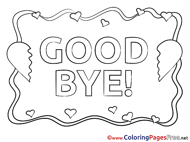 Hearts Kids Good bye Coloring Pages
