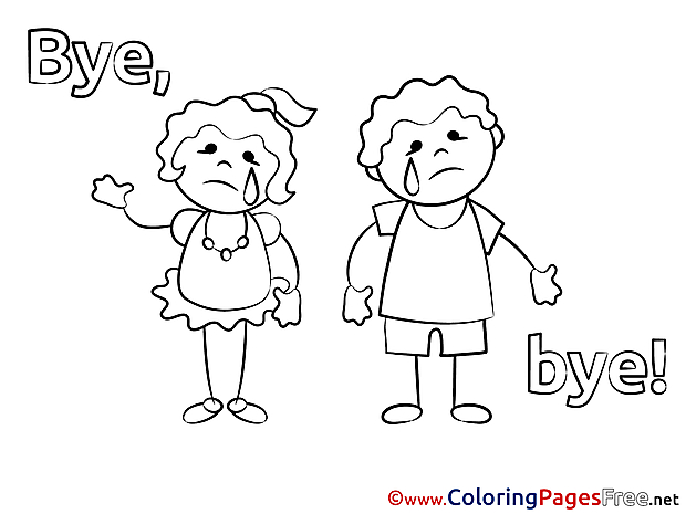 Kids Good bye Coloring Pages free