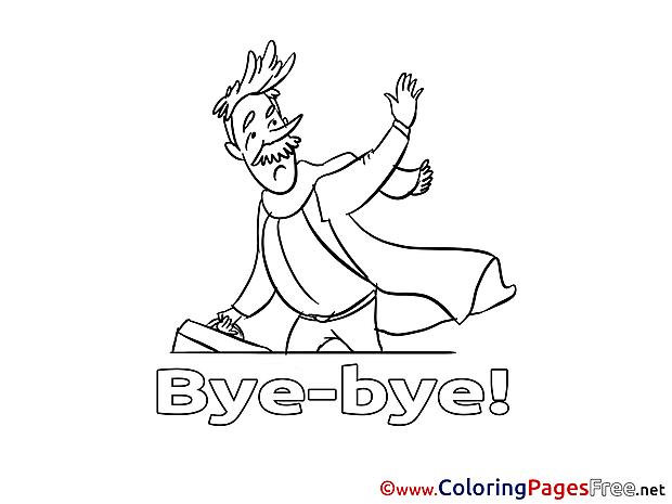 Man free Colouring Page Good bye