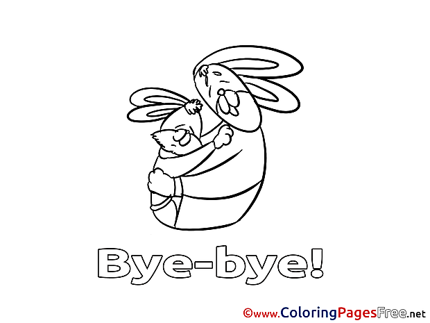 Rabbit Coloring Sheets Good bye free