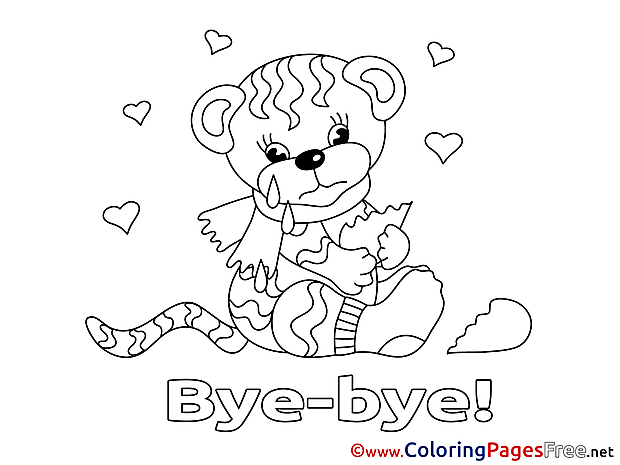 Tiger printable Good bye Coloring Sheets