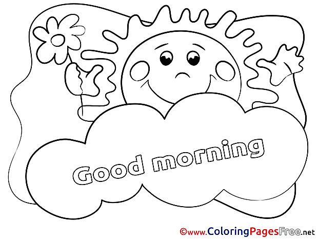 Cloud free Colouring Page Good Morning