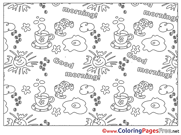 Croissant Kids Good Morning Coloring Page