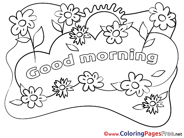 Flowers Kids Good Morning Coloring Pages