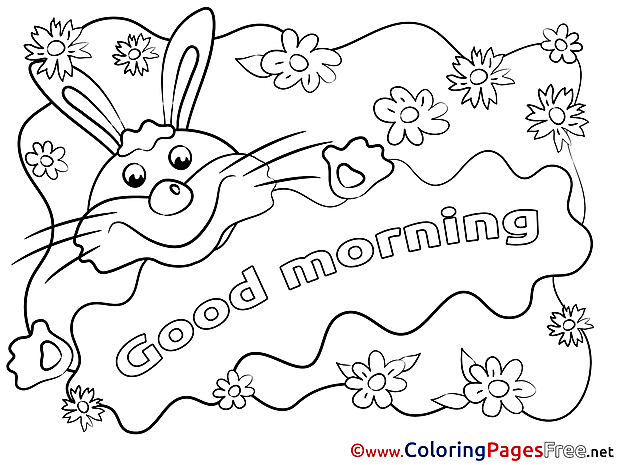 Rabbit Colouring Sheet download Good Morning