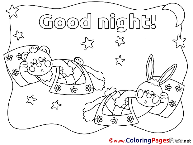 Animals printable Good Night Coloring Sheets
