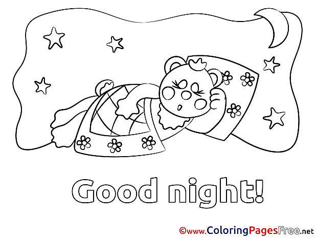 Bear Colouring Page Good Night free