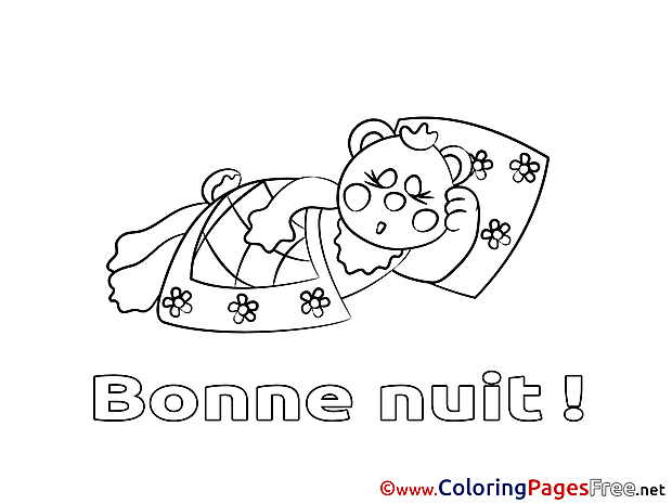 Bear Good Night Colouring Sheet free