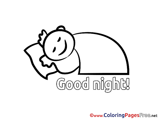 Boy for Kids Good Night Colouring Page