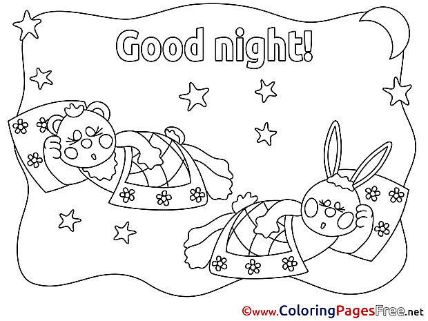 Bunny Good Night free Coloring Pages