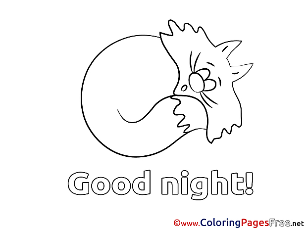 Cat Good Night Coloring Pages download