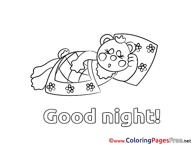 Coloring Pages download Bear Good night