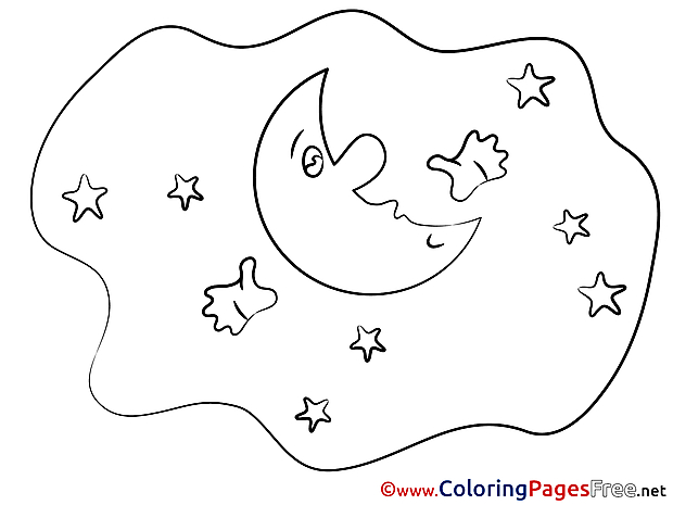 Colouring Sheet  Moon download Good Night