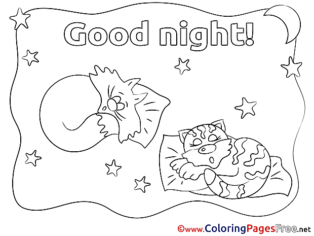 Drawing Cats printable Coloring Pages Good Night