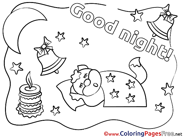 Fox Candle Moon download Good Night Coloring Pages