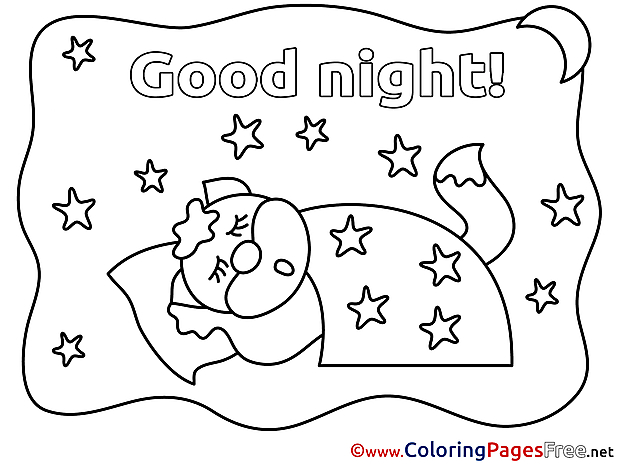 Fox Colouring Sheet download Good Night