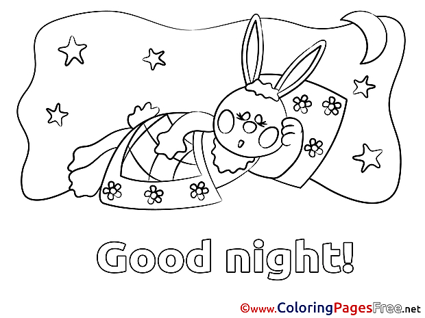 Hare for Kids Good Night Colouring Page