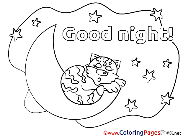 Moon printable Good Night Coloring Sheets