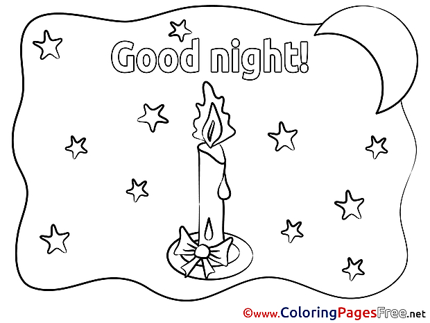 Picture Candle Good Night Coloring Pages download