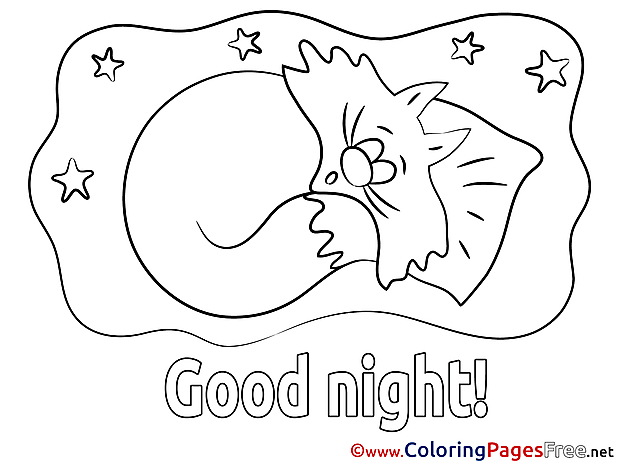 Pillow Colouring Page Good Night free