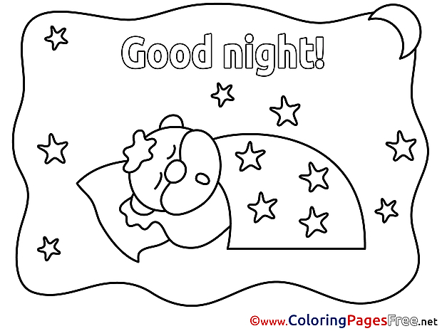 Pillow free Good Night Coloring Sheets