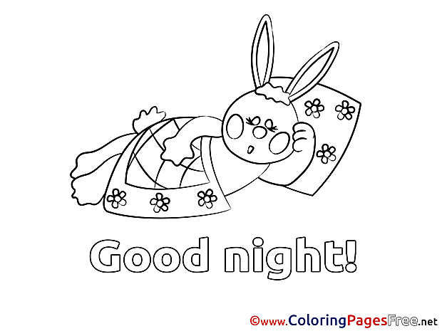 Rabbit Colouring Page Good Night free