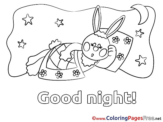 Rabbit Good Night Coloring Pages free