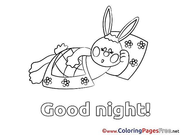 Rabbit Kids Good Night Coloring Pages