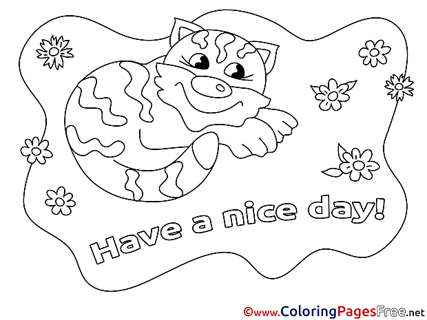 Cat free Colouring Page Have a nice Day