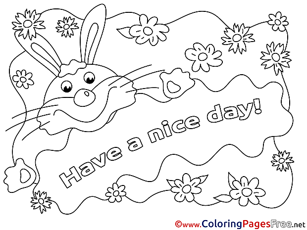 Rabbit Have a nice Day Coloring Pages free