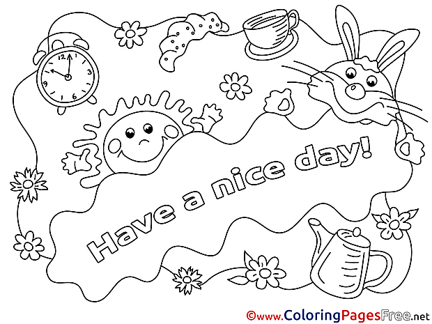 Sun Kids Have a nice Day Coloring Pages