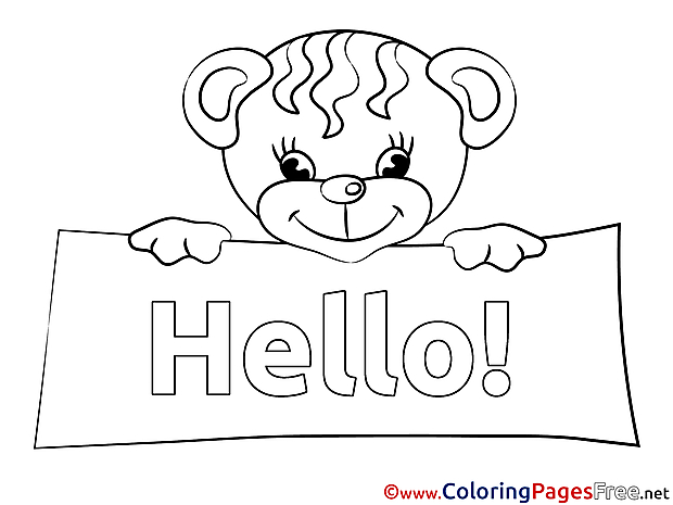 Bear Coloring Pages Hello for free