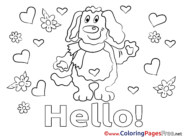 Puppy printable Hello Coloring Sheets