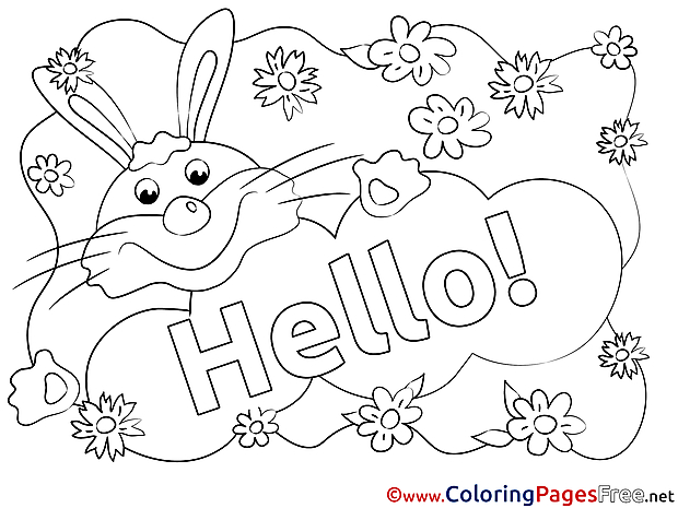 Rabbit Hello Coloring Pages free