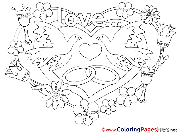 Pigeons Love free Coloring Pages