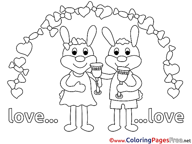 Rabbits Wedding Coloring Pages Love for free