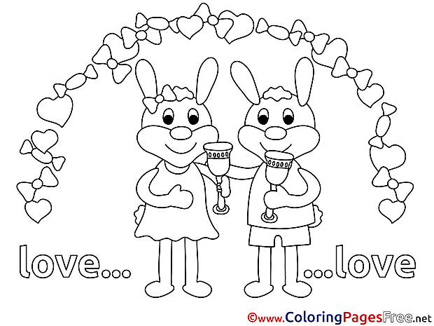 Rabbits Wedding Coloring Pages Love for free
