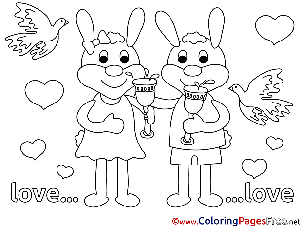 Rabbits Wedding printable Love Coloring Sheets