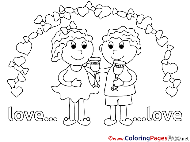 Wedding free Colouring Page Love