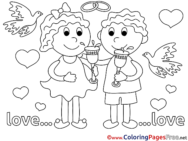 Wedding Love free Coloring Pages