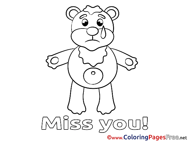 Bear Miss you Colouring Sheet free