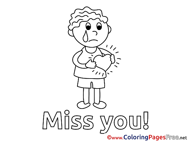 Boy free Colouring Page Miss you