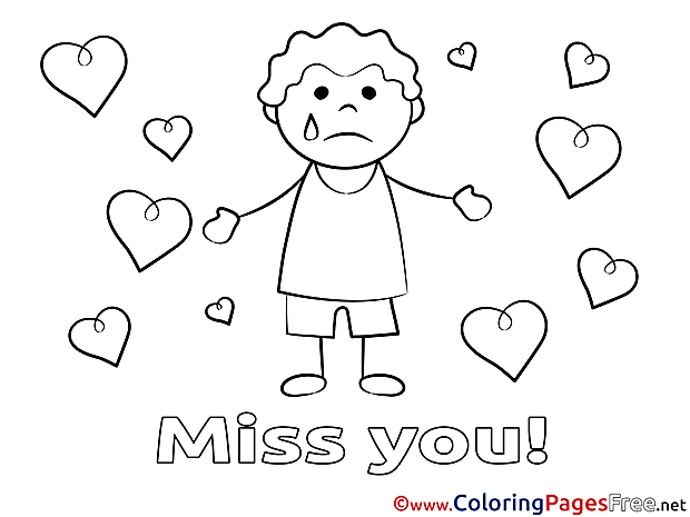 Boy Kids Miss you Coloring Pages