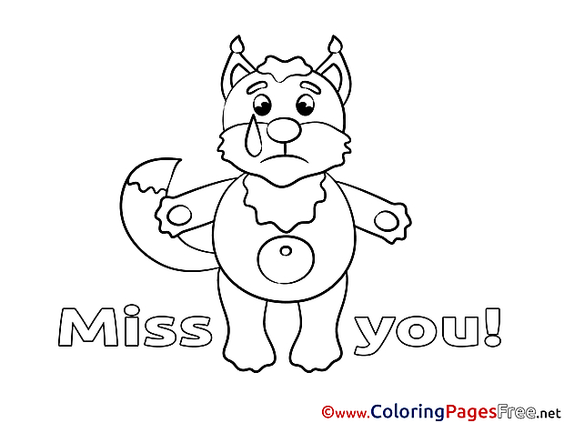 Fox Children Miss you Colouring Page