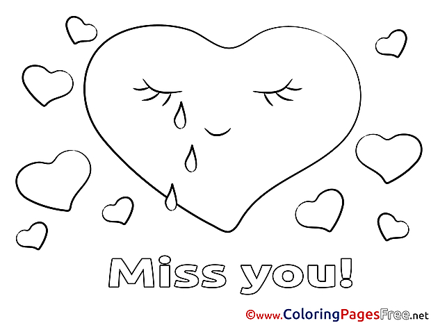 Hearts Coloring Pages Miss you for free