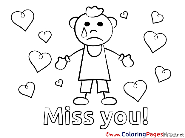 Hearts Colouring Page Miss you free