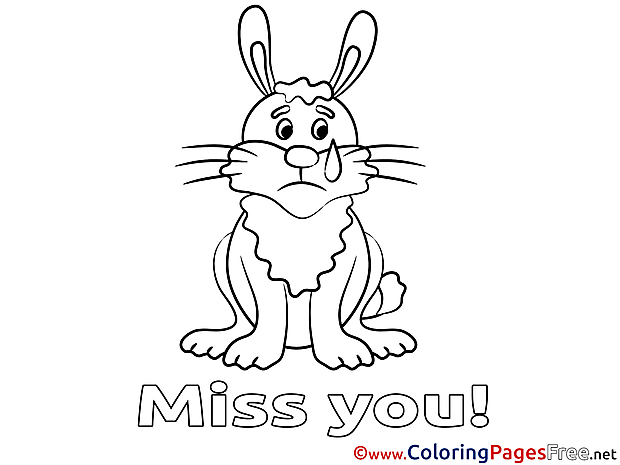 Rabbit for Kids Miss you Colouring Page