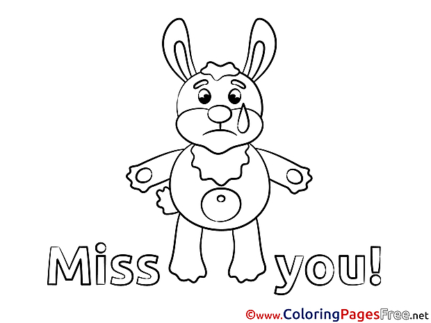 Rabbit printable Coloring Pages Miss you